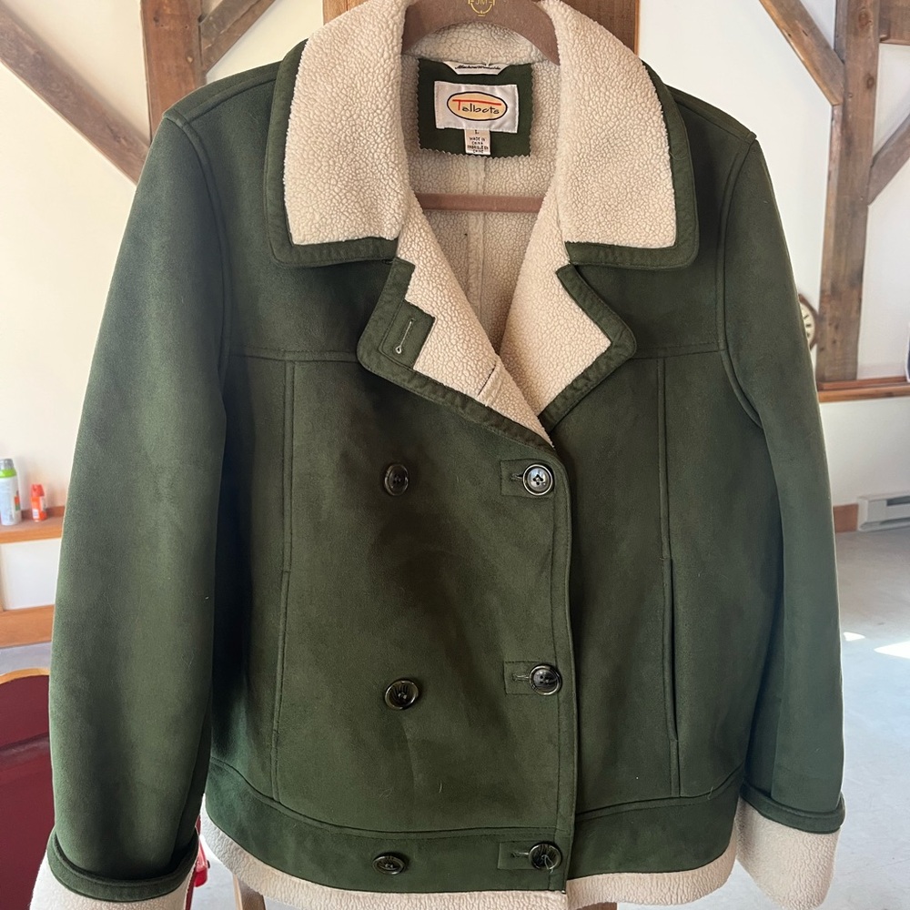 Talbots Olive Jacket with Cream Accents